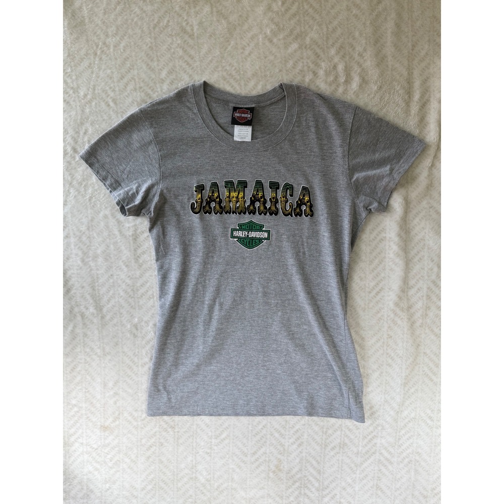 Harley-Davidson Women's Large Jamaica Graphic T-Shirt Gray Motorcycle Tee